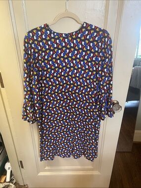 Double J Mini Dress in Navy Multi Geometric Print